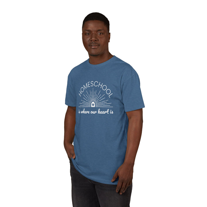Adult Short Sleeve Tee | Homeschool Is Where Our Heart Is - Unisex Mineral Wash, Homeschool,  Perfect Gift for Homeschool Moms & Dads, Fashionable Everyday Wear