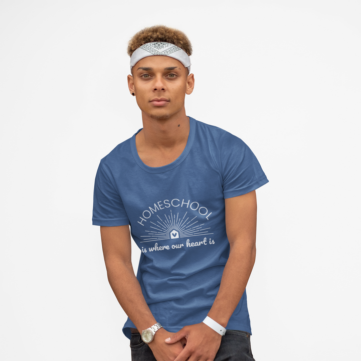 Adult Short Sleeve Tee | Homeschool Is Where Our Heart Is - Unisex Mineral Wash, Homeschool,  Perfect Gift for Homeschool Moms & Dads, Fashionable Everyday Wear