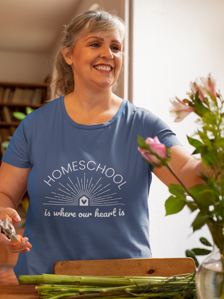 Adult Short Sleeve Tee | Homeschool Is Where Our Heart Is - Unisex Mineral Wash, Homeschool,  Perfect Gift for Homeschool Moms & Dads, Fashionable Everyday Wear