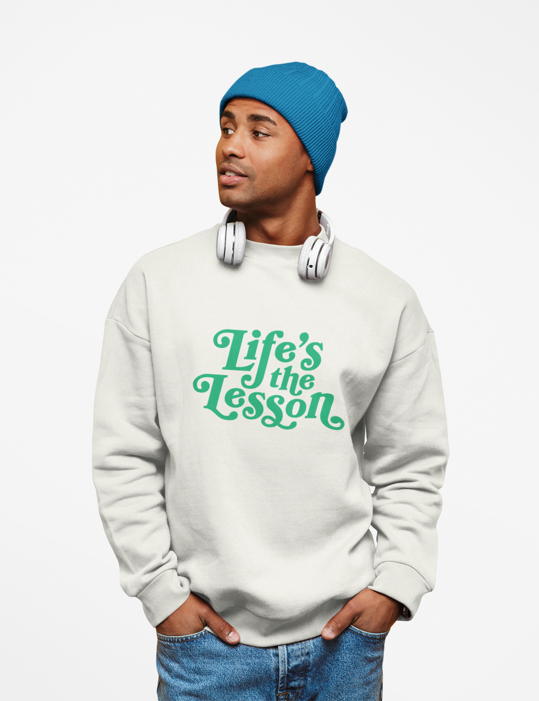 Adult Unisex Crewneck Sweatshirt | Life's the Lesson | Cozy Homeschool Gift for Students, Parents, Education Inspired Apparel, Casual Wear