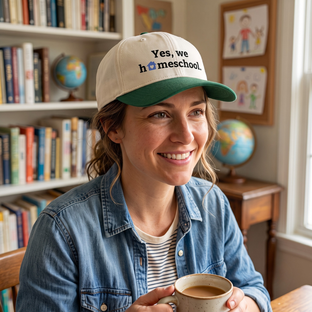 Embroidered Two-Tone Cap | The Homeschooler - Back-to-School Adjustable Hat, Student Accessory Gear