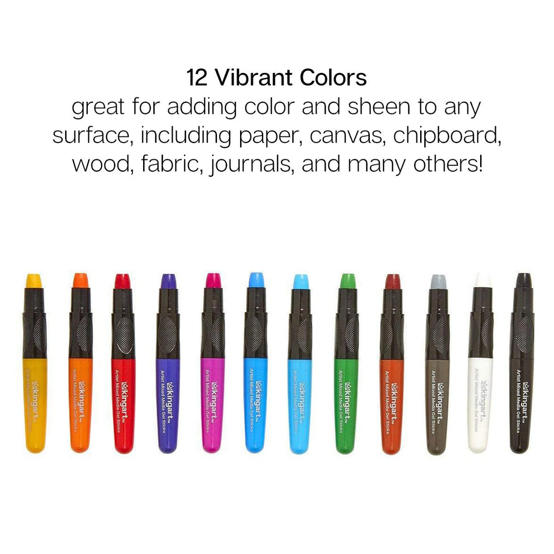 Mixed Media Gel Stick Crayon Set - 12 Colors