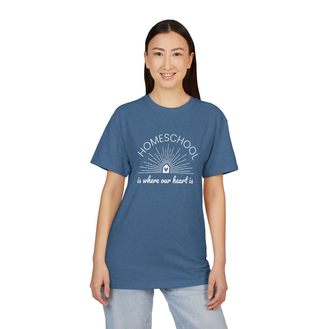 Adult Short Sleeve Tee | Homeschool Is Where Our Heart Is - Unisex Mineral Wash, Homeschool,  Perfect Gift for Homeschool Moms & Dads, Fashionable Everyday Wear