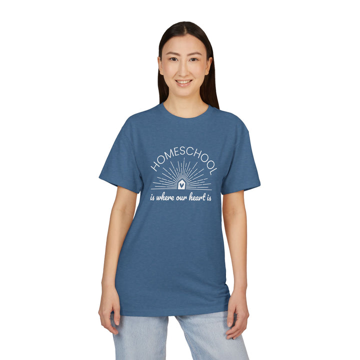 Adult Short Sleeve Tee | Homeschool Is Where Our Heart Is - Unisex Mineral Wash, Homeschool,  Perfect Gift for Homeschool Moms & Dads, Fashionable Everyday Wear