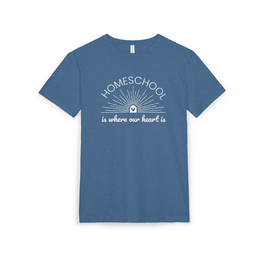 Adult Short Sleeve Tee | Homeschool Is Where Our Heart Is - Unisex Mineral Wash, Homeschool,  Perfect Gift for Homeschool Moms & Dads, Fashionable Everyday Wear
