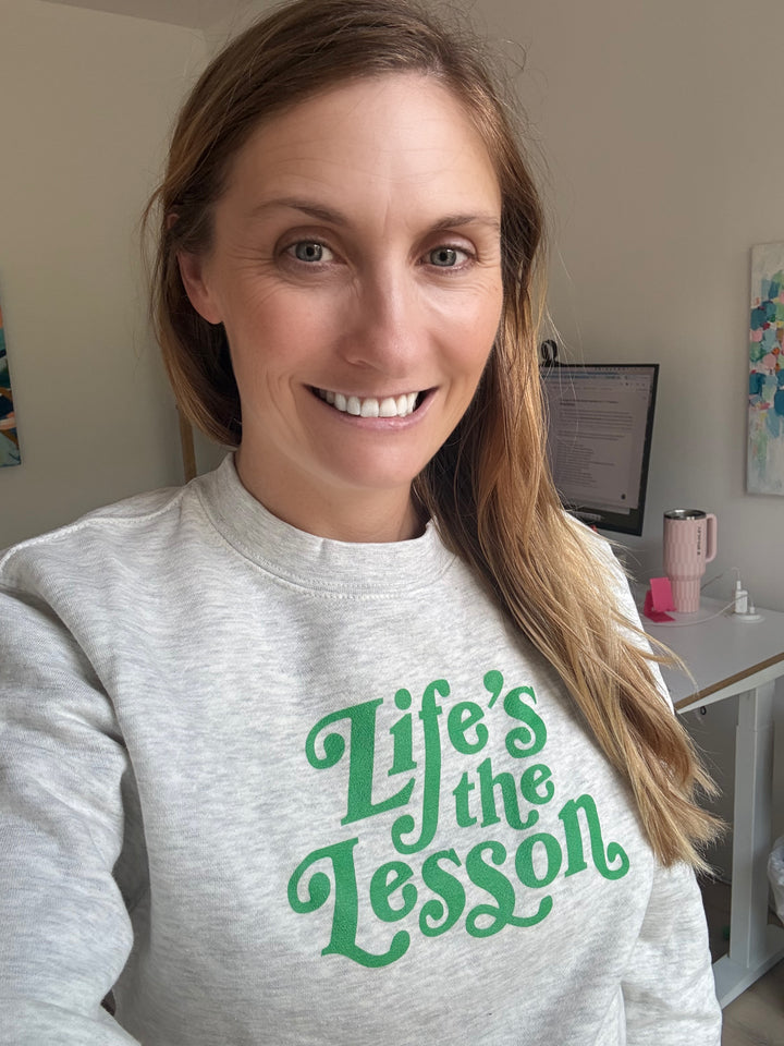 Adult Unisex Crewneck Sweatshirt | Life's the Lesson | Cozy Homeschool Gift for Students, Parents, Education Inspired Apparel, Casual Wear