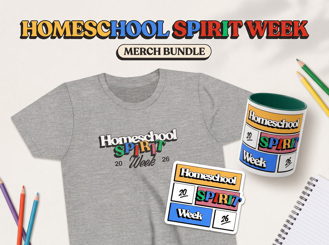Homeschool Spirit Week Merch Bundle | Swag Pack, T-Shirt, Mug & Sticker Set