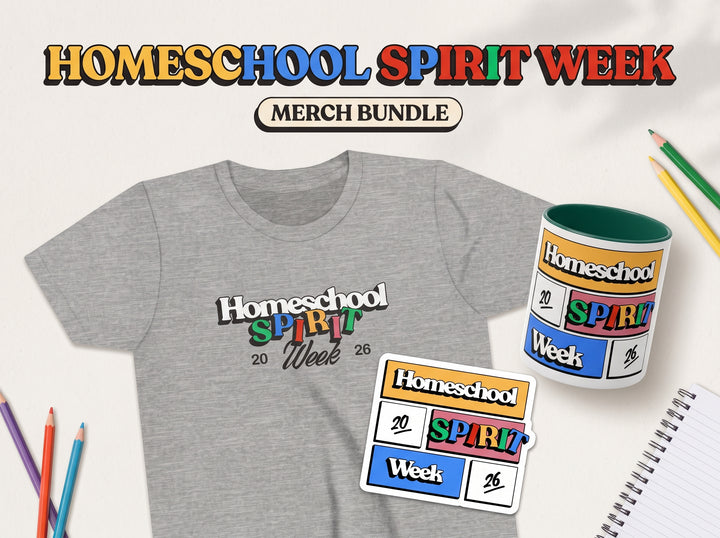 Homeschool Spirit Week Merch Bundle | Swag Pack, T-Shirt, Mug & Sticker Set