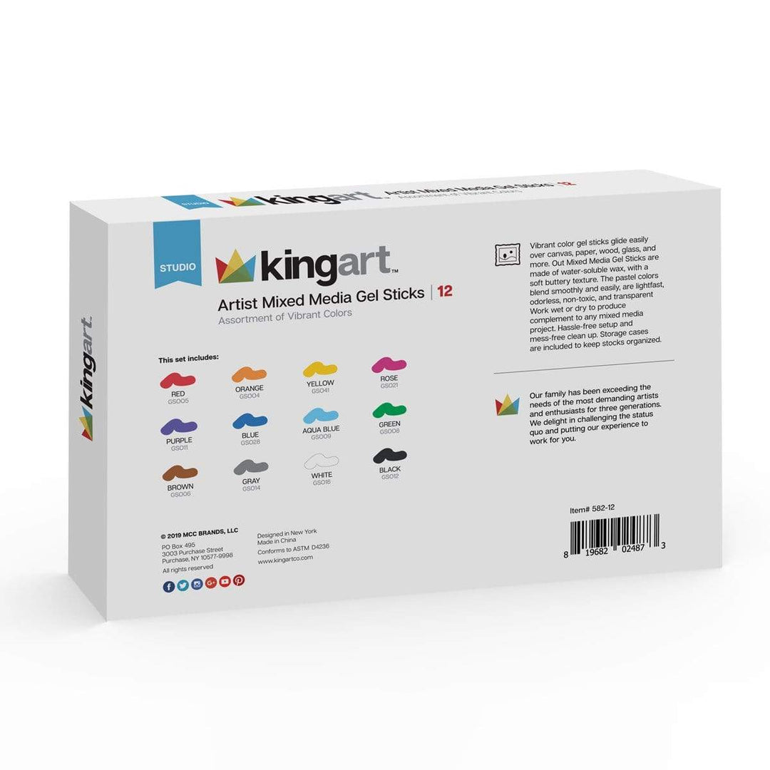 Mixed Media Gel Stick Crayon Set - 12 Colors